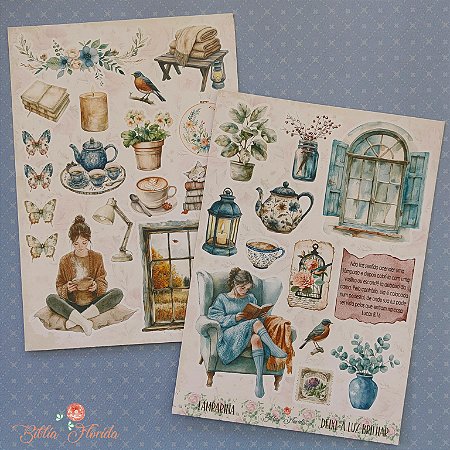 KIT Scrapbook LAMPARINA - 8 Folhas - Bible Journaling