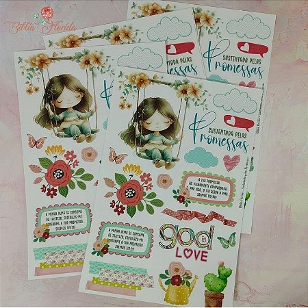 Adesivos Transparentes: Sustentada pelas promessas - Bible Journaling