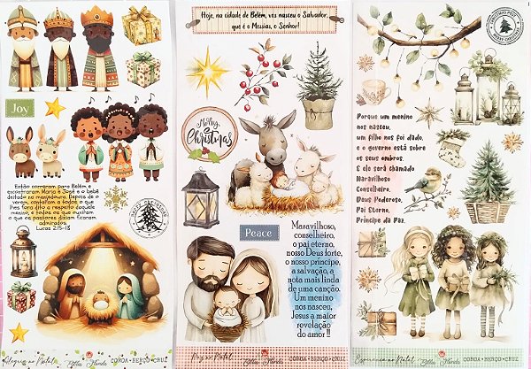 Adesivos Transparentes Slim: Natal - 3 unidades (Alegria no Natal / Esperança no Natal / Paz no Natal) - Bible Journaling