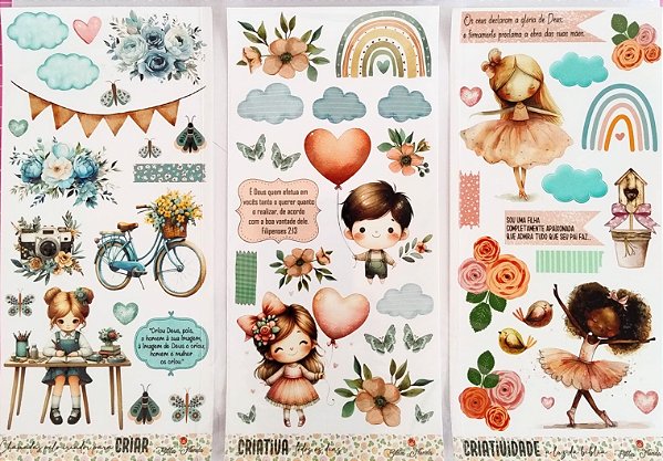 Adesivos Transparentes Slim: Criar - 3 unidades (Chamadas pelo Criador para criar / Criativa todos os dias / Criatividade à luz da Bíblia) - Bible Journaling
