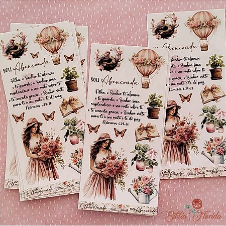 Adesivos Transparentes Slim: Filha Amada - 3 unidades (Sou corajosa / Sou forte / Sou abençoada) - Bible Journaling