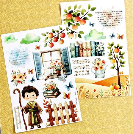 Adesivos Transparentes com devocional - 1º Timóteo - Bible Journaling
