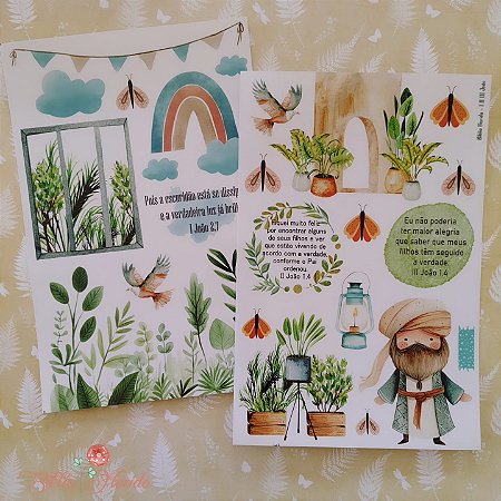 Adesivos Transparentes com devocional 1º, 2º, 3º João - Bible Journaling
