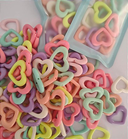 Miçangas Coração Entremeio - 12 unidades