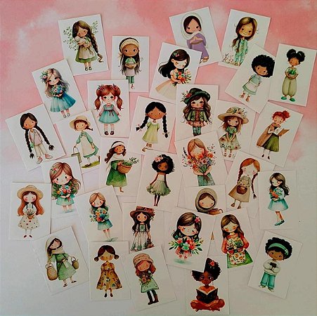 Kit Adesivos Transparentes: Meninas - 32 Unidades - Bible Journaling