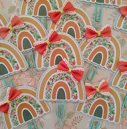 Clip Decorativo de Arco íris com lacinho - Bible Journaling