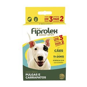 Antipulgas e Carrapatos Fiprolex Drop Spot Cães 11 a 20Kg Kit 3 Unidades Ceva