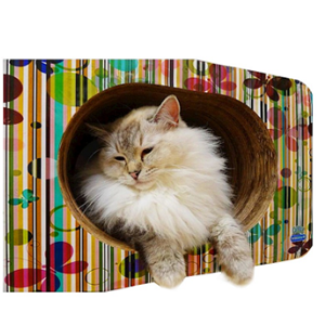 PET GAMES CAT BOX MINI  BORBOLETAS  Arranhador. cama. toca em papelão maciço + catnip