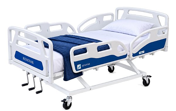 Cama Hospitalar Manual 3 Movimentos com Elevação do Leito e Colchão - FLORENSE