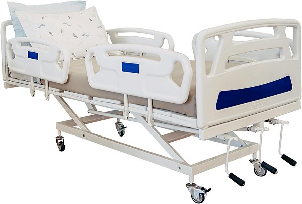 Cama Hospitalar Manual 3 Movimentos com Elevação do Leito e Colchão - FLORENSE
