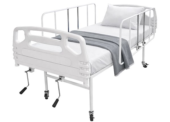 Cama Hospitalar Manual 2 Movimentos Semi Luxo com Colchão