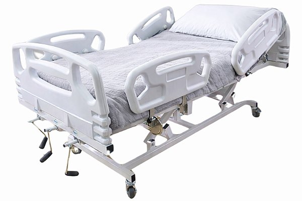 Cama Hospitalar Manual 3 Movimentos Elevação do Leito Luxo com Colchão