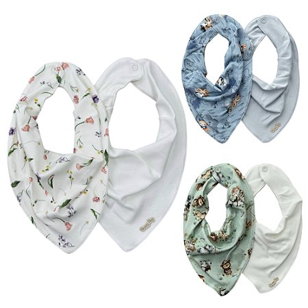 Kit bandana 2 peças bebê algodão egípcio