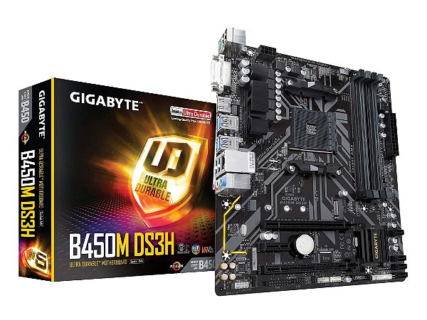 Placa-Mãe Gigabyte B450M DS3H, AMD AM4, mATX, DDR4