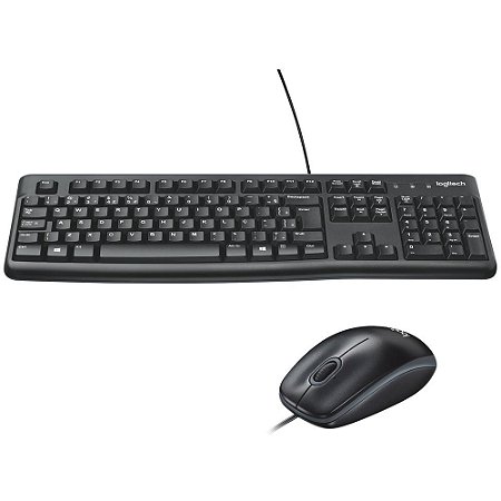 Combo Teclado e Mouse com fio USB Logitech MK120  -  Layout ABNT2