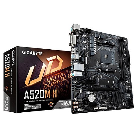 Placa-Mãe Gigabyte A520M H, AMD A520, mATX, DDR4, (rev. 1.0)