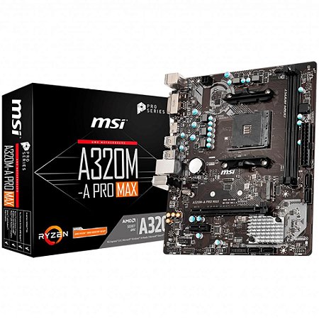Placa-Mãe MSI A320M-A Pro Max p/ AMD AM4, m-ATX, DDR4