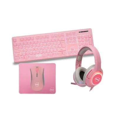 Kit Gamer Dazz Série M 4 em 1, Teclado + Mouse + Mousepad + Headset, Rosa - 62000021
