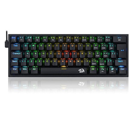 Teclado Mecânico Gamer Redragon Fizz RGB, Switch Azul, USB-C, ABNT2, Preto - K617-RGB-B (PT-BLUE)