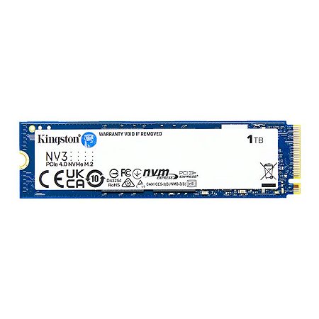 SSD Kingston NV3, 1TB, M.2 2280, PCIe NVMe, Leitura 6000MB/s, Gravacao 4000MB/s, SNV3S-1000G