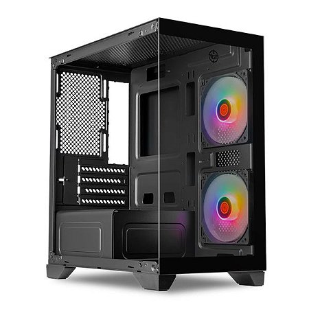 Gabinete Gamer TGT Gladiator, Rainbow, Mid-Tower, Lateral de Vidro, Com 2 Fans, Preto, TGT-GLD-BK