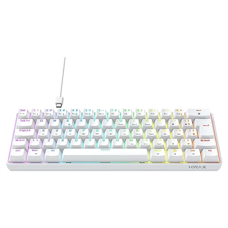 Teclado Gamer Mecanico Hyrax Thunder Hck61, ABNT2, Branco, Switch Azul