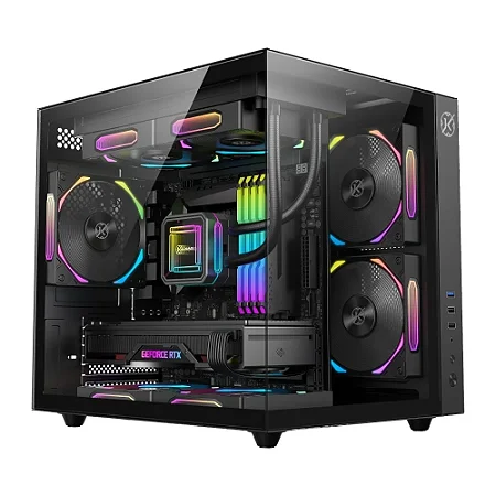 Gabinete Gamer Kalkan Midgard, Mid Tower, Micro-ATX, Lateral em Vidro Temperado, Sem FANs, Preto - KLK00039