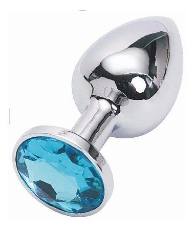 Plug Anal Jóia Precious Bullet Aço Inox Azul