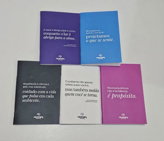 Kit 5 Cadernos A6 Frases de Neuroarquitetura