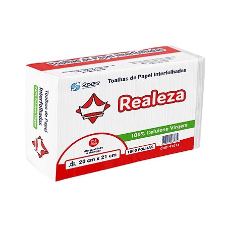 PAPEL TOALHA REALEZA BRANCO 20 X 21 CM C/ 1000 FOLHAS