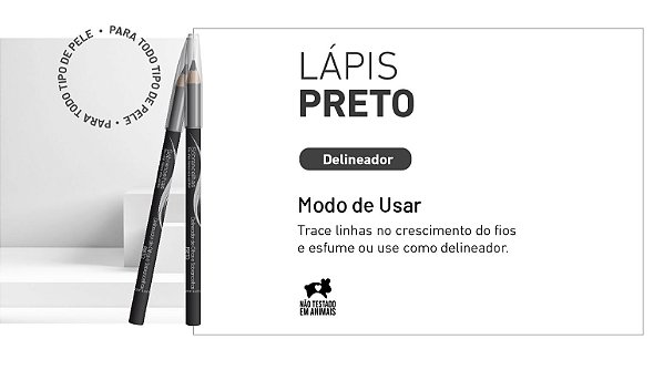 Lápis para Olhos e Sobrancelhas Preto - Sóbrancelhas