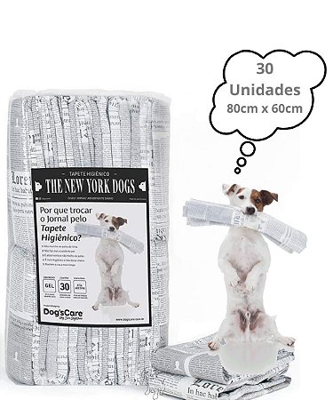 Tapete Higiênico New York Jornal Pet Para Cães Dogs Care 80x60cm Com 3 -  Benny Pet Store