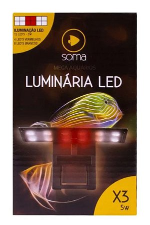 LUMINARIA LED SOMA X3 PRETA (5W) LED BRANCO/VERMELHO 127V