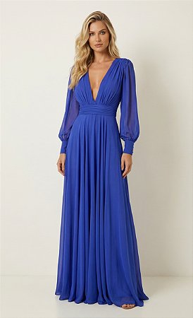 Vestido Longo Atena Azul Royal