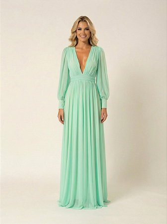 Vestido Longo Atena Verde Menta