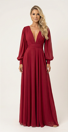 Vestido Longo Atena Marsala