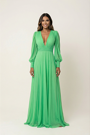 Vestido Longo Atena Verde Citrol