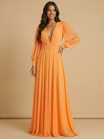 Vestido Longo Atena Laranja Claro