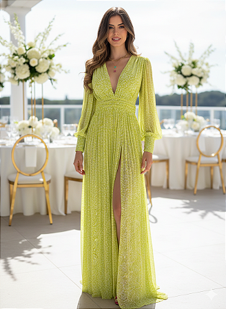 Vestido Longo Romana Verde Lima
