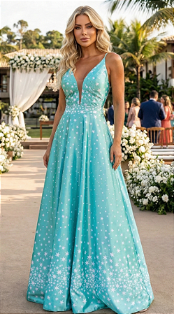 Vestido Longo Serena Estampado Verde