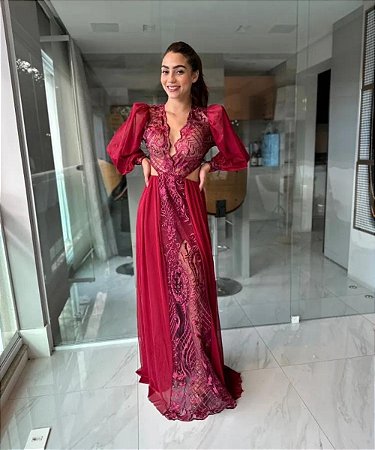 Vestido Longo Alanis Marsala