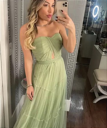 Vestido Longo Encanto Verde Menta
