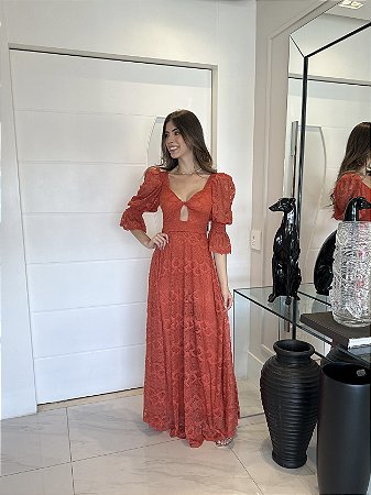 Vestido Longo Flávia Terracota