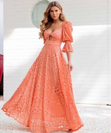 Vestido Longo Flávia Rosa Chá