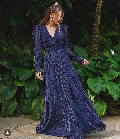 Vestido Longo Bruna Azul Marinho