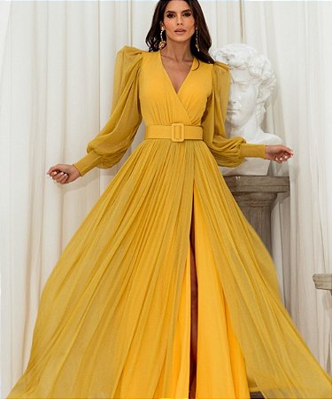 Vestido Longo Bruna Amarelo