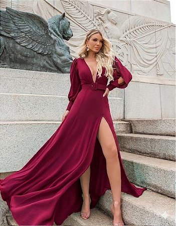 Vestido Longo Cler Marsala