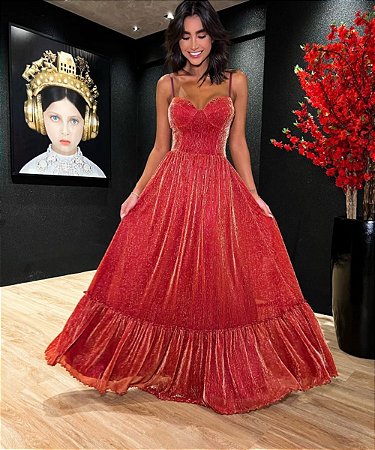 Vestido Longo Splendore Marsala