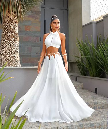 Conjunto em Crepe Musseline Thassia Branco