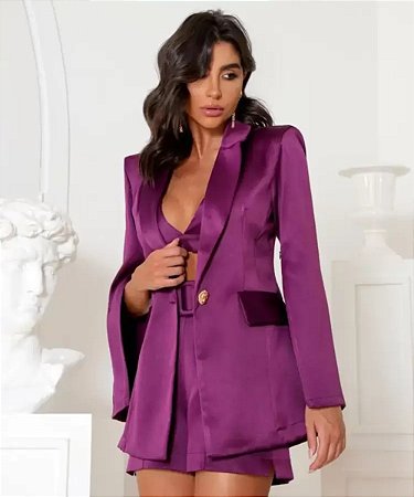 Conjunto em Alfaiataria Ariella Roxo